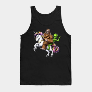 Bigfoot Alien Riding Unicorn Tank Top